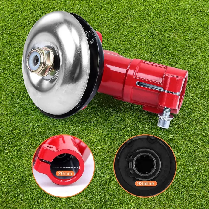 26mm Lawnmower Angle Drive - 9 Teeth, Universal Gear Head, for Lawnmowers, Silver