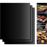 Outdoor grill mats, non-stick grill mats, 3-piece set of grill mats, baking mats, grill accessories, reusable, suitable for gas