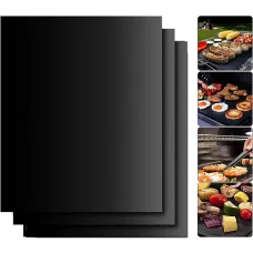 Outdoor grill mats, non-stick grill mats, 3-piece set of grill mats, baking mats, grill accessories, reusable, suitable for gas