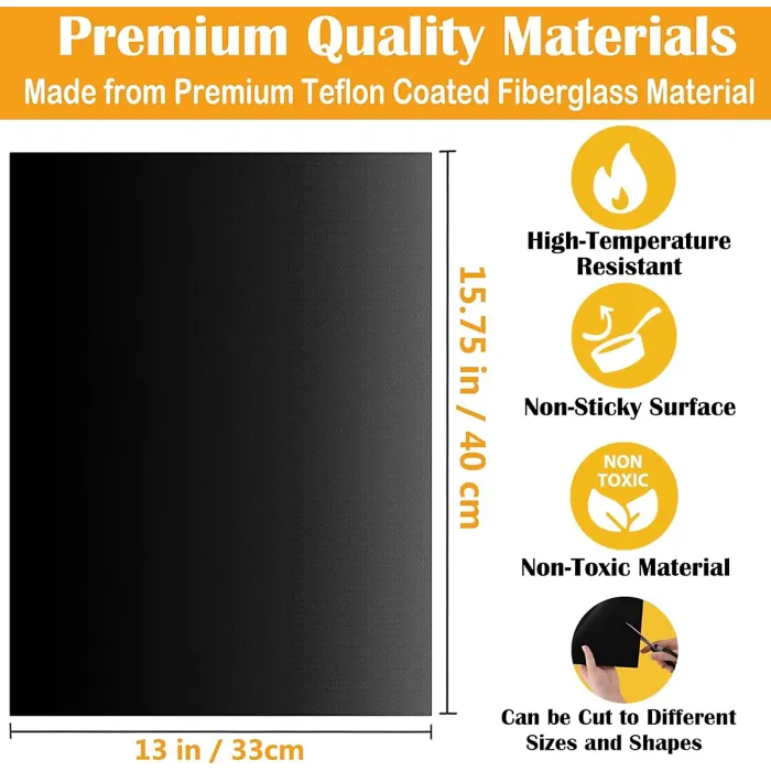 Outdoor grill mats, non-stick grill mats, 3-piece set of grill mats, baking mats, grill accessories, reusable, suitable for gas