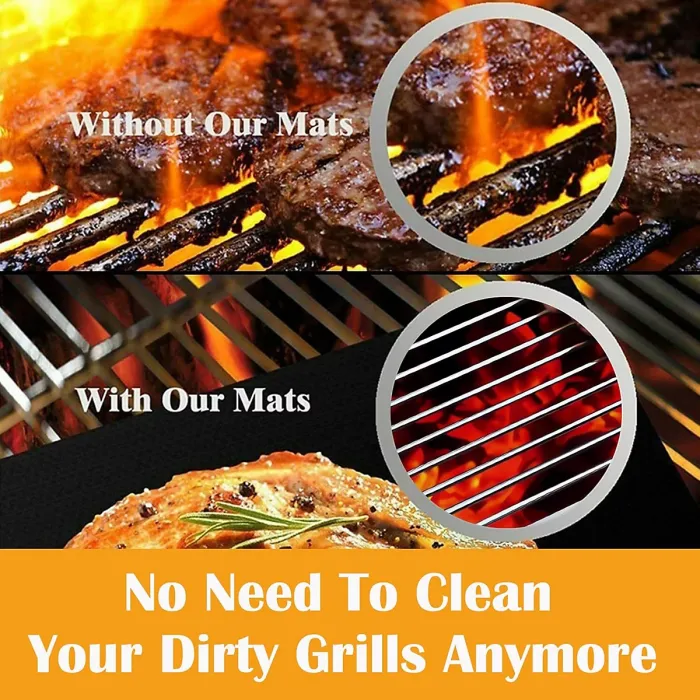Outdoor grill mats, non-stick grill mats, 3-piece set of grill mats, baking mats, grill accessories, reusable, suitable for gas
