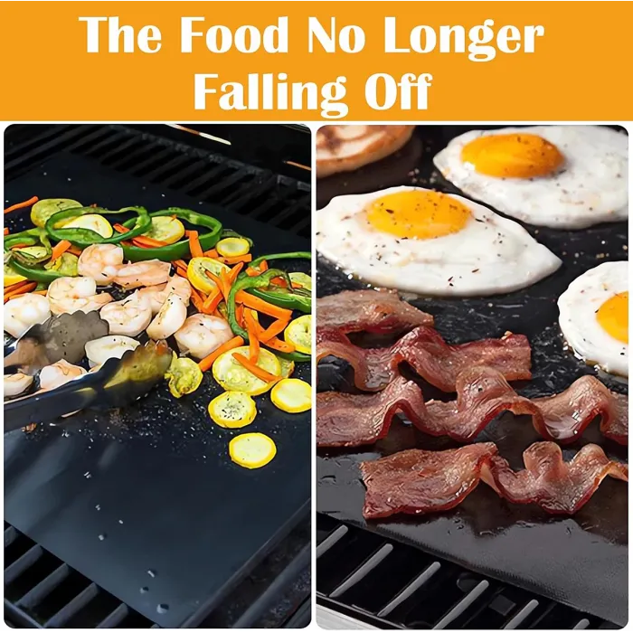 Outdoor grill mats, non-stick grill mats, 3-piece set of grill mats, baking mats, grill accessories, reusable, suitable for gas