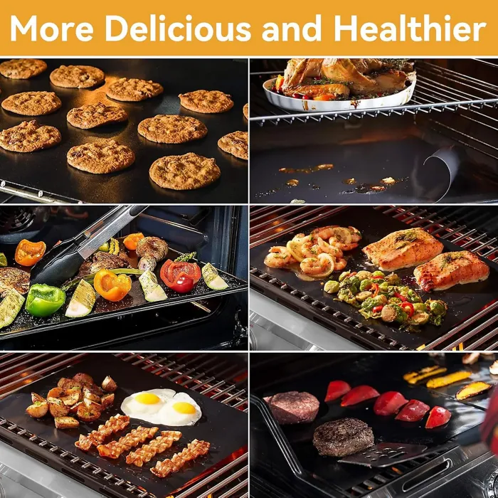 Outdoor grill mats, non-stick grill mats, 3-piece set of grill mats, baking mats, grill accessories, reusable, suitable for gas