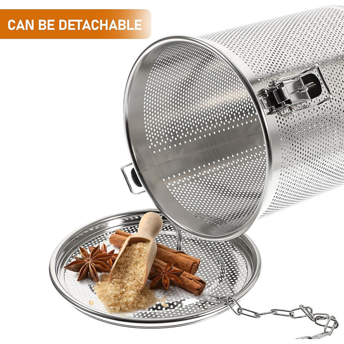 Stainless Steel Seasoning Strainer, Mesh Design Spice Strainer, Kitchen Cooking Tools Tea Infuser with Chain Hook for Home Kitchen