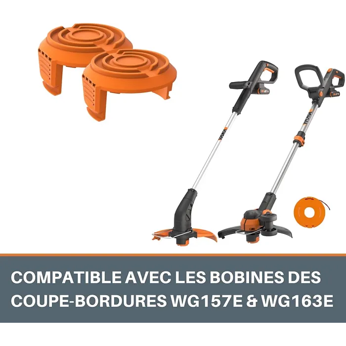 Pack of 2 WA0217.2 Spool Covers for WG157E, WG163E Lawnmowers, Durable Cutting Line Protection