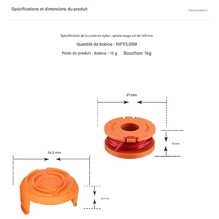 Pack of 2 WA0217.2 Spool Covers for WG157E, WG163E Lawnmowers, Durable Cutting Line Protection