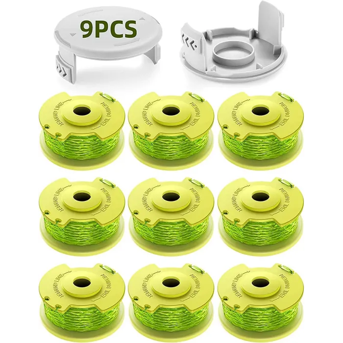 11 Pack AC14RL3A Spools for Ryobi One+ 18V, 24V, 40V, 2mm, 3.4m, 9 Spools, 2 cover
