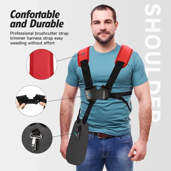 Durable Red Nylon Double Strap for STIHL FS, KM Series Lawnmowers, Adjustable