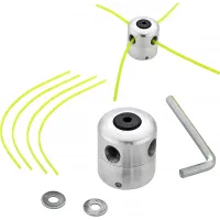 Universal Aluminum Lawn Mower Head, Double Line Nylon Spool, 1 Head + 4 Lines