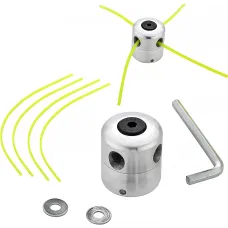 Universal Aluminum Lawn Mower Head, Double Line Nylon Spool, 1 Head + 4 Lines