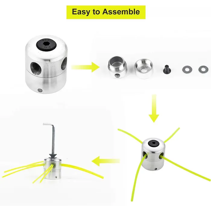 Universal Aluminum Lawn Mower Head, Double Line Nylon Spool, 1 Head + 4 Lines