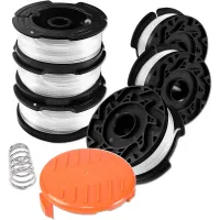 6 Pack Trimmer Spools for Black & Decker, Includes 1 Spool Cover and 1 Spring