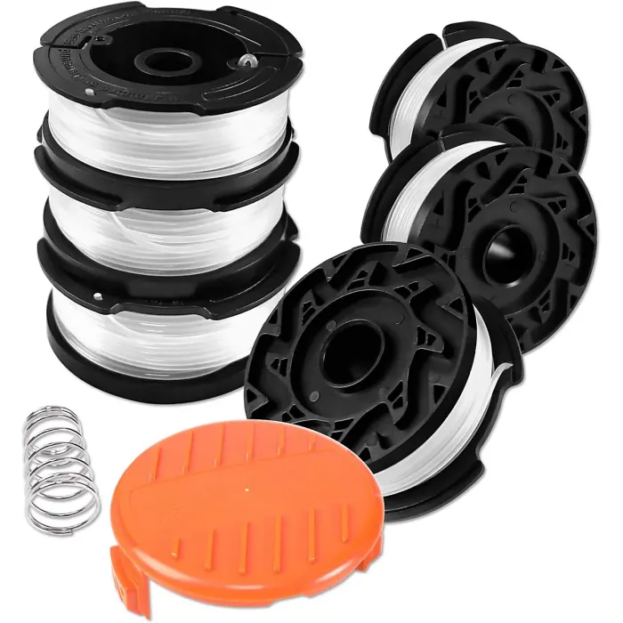 6 Pack Trimmer Spools for Black & Decker, Includes 1 Spool Cover and 1 Spring