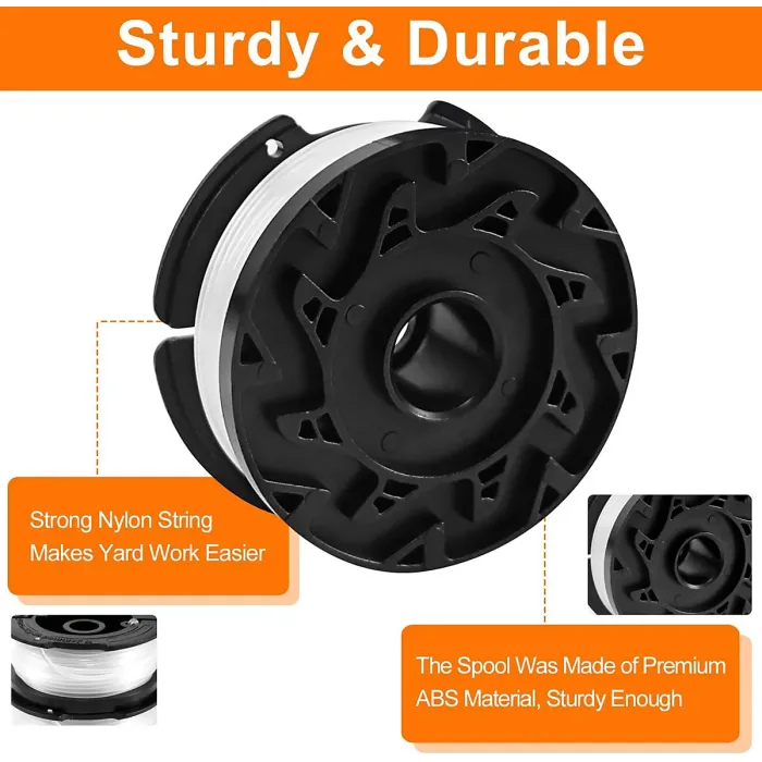 6 Pack Trimmer Spools for Black & Decker, Includes 1 Spool Cover and 1 Spring