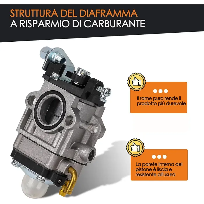 Carburettor for 52cc 49cc 43cc lawn mowers, including complete accessory kit, suitable for various lawn mowers