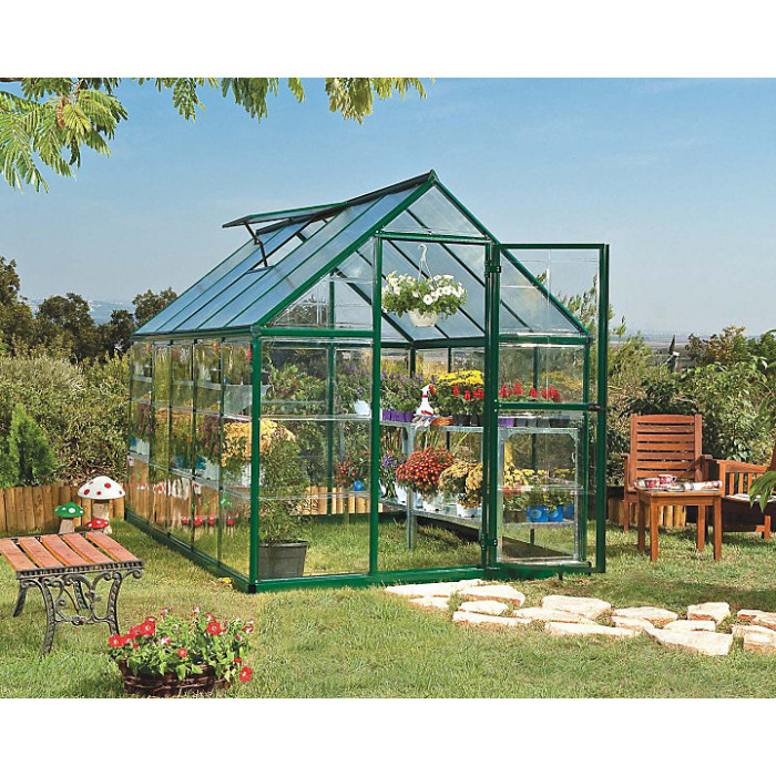 Greenhouse Hybrid 6 x 8 - Polycarbonate - L247 x W185 x H208 cm - Green