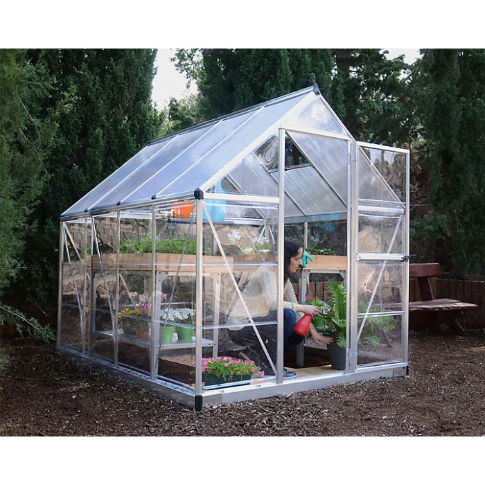 Greenhouse Hybrid 6 x 8 - Polycarbonate - L247 x W185 x H208 cm - Silver