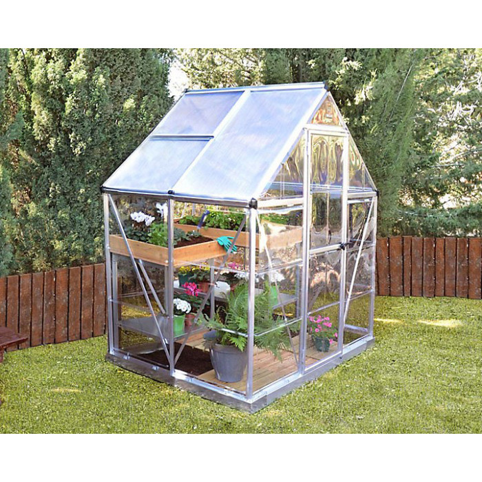 Greenhouse Hybrid 6 x 4 - Polycarbonate - L126 x W185 x H208 cm - Silver