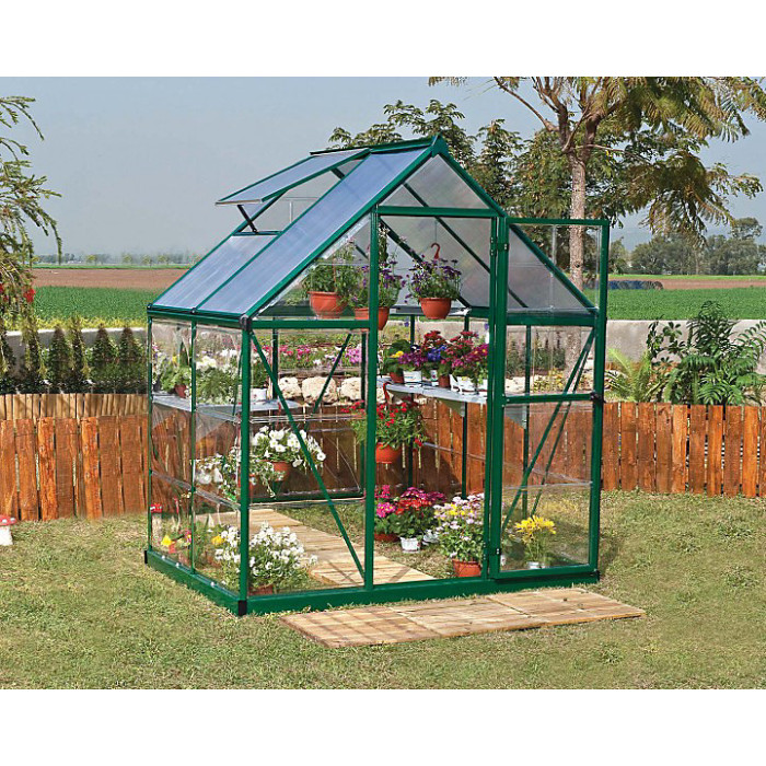 Greenhouse Hybrid 6 x 4 - Polycarbonate - L126 x W185 x H208 cm - Green