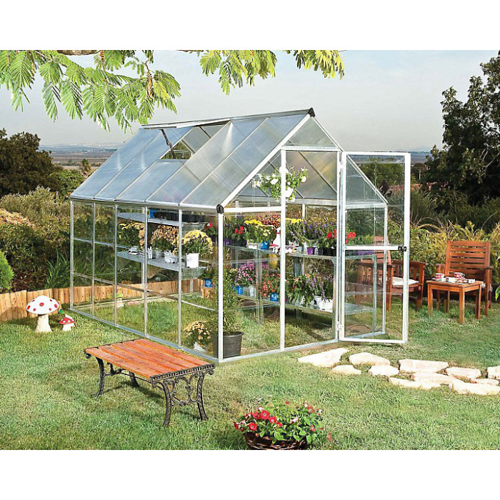 Greenhouse Hybrid 6 x 12 - Polycarbonate - L370 x W185 x H208 cm - Silver