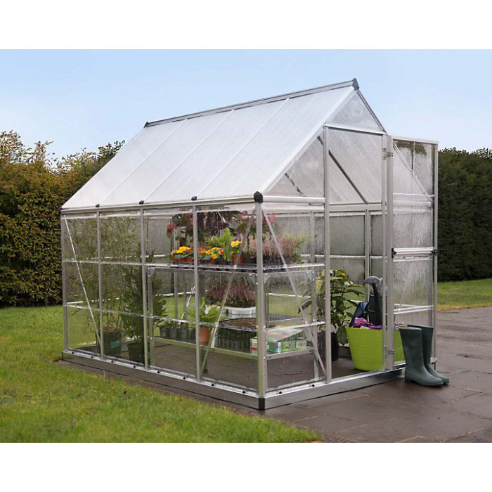 Greenhouse Hybrid 6 x 12 - Polycarbonate - L370 x W185 x H208 cm - Silver