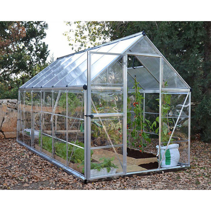 Greenhouse Hybrid 6 x 12 - Polycarbonate - L370 x W185 x H208 cm - Silver