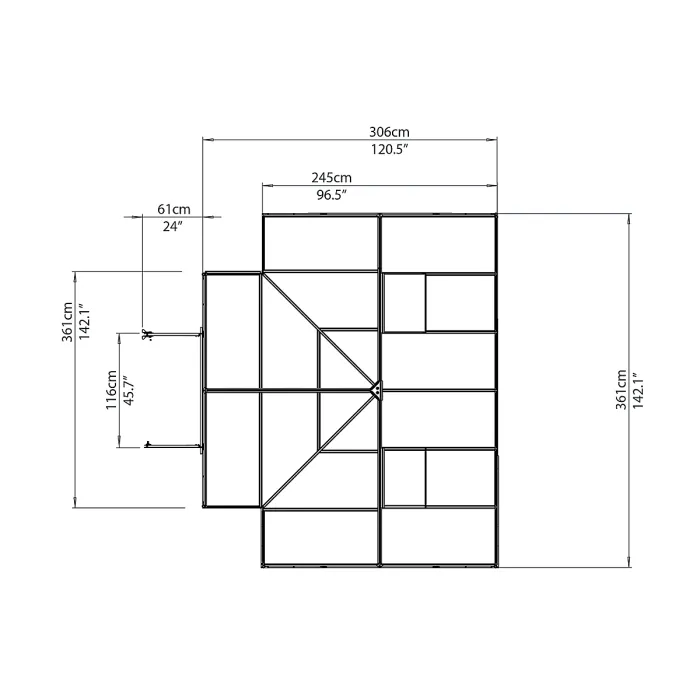 Palram - Canopia Victory Dark grey 12x10 Greenhouse