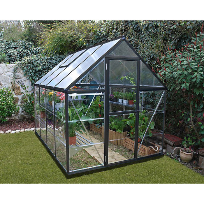 Greenhouse Hybrid 6 x 8 - Polycarbonate - L247 x W185 x H208 cm - Grey