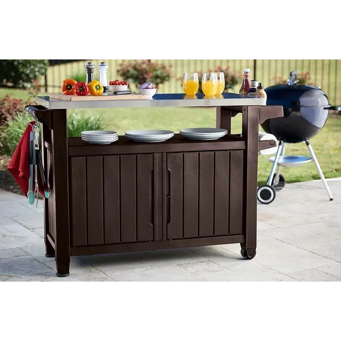 Keter Unity XL Outdoor Kitchen Cart with Storage - Brown