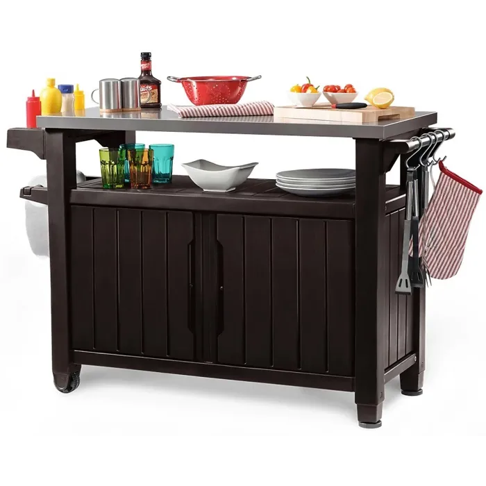Keter Unity XL Outdoor Kitchen Cart with Storage - Brown