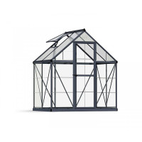 Greenhouse Hybrid 6 x 4 - Polycarbonate - L126 x W185 x H208 cm - Grey