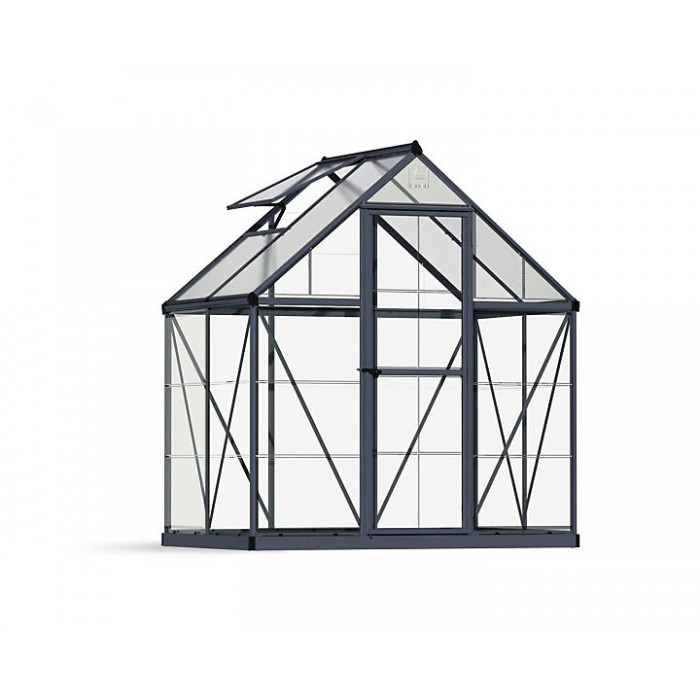 Greenhouse Hybrid 6 x 4 - Polycarbonate - L126 x W185 x H208 cm - Grey