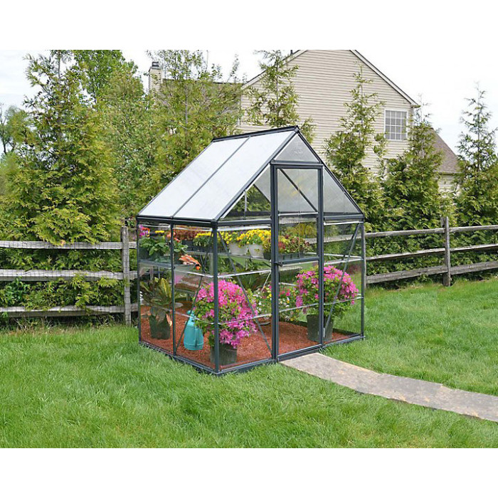 Greenhouse Hybrid 6 x 4 - Polycarbonate - L126 x W185 x H208 cm - Grey