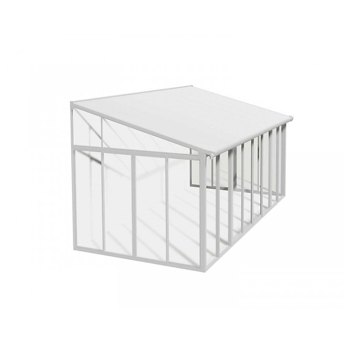 Lean To Greenhouse Sanremo Veranda 3X5.46 - Polycarbonate/Acrylic - L556 x W300 x H310 - White