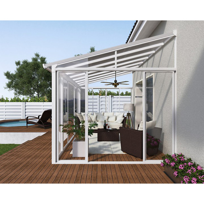 Lean To Greenhouse Sanremo Veranda 3X5.46 - Polycarbonate/Acrylic - L556 x W300 x H310 - White