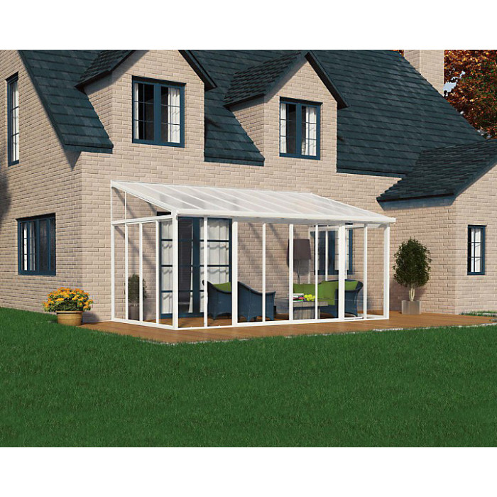 Lean To Greenhouse Sanremo Veranda 3X5.46 - Polycarbonate/Acrylic - L556 x W300 x H310 - White