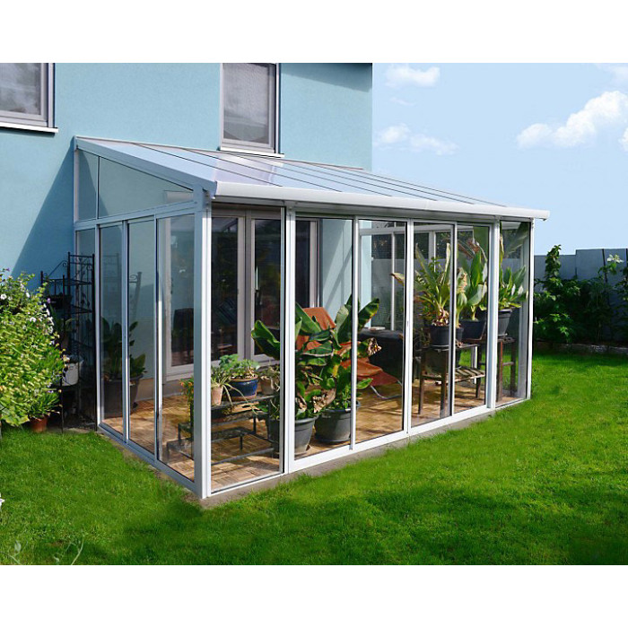 Lean To Greenhouse Sanremo Veranda 3X5.46 - Polycarbonate/Acrylic - L556 x W300 x H310 - White