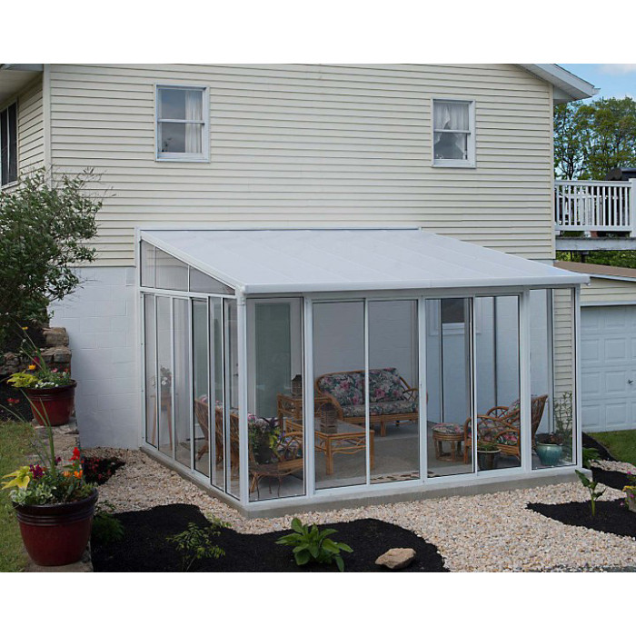 Lean To Greenhouse Sanremo Veranda 4 x 4.25 - Polycarbonate/Acrylic - L435 x W385 x H310 cm - White