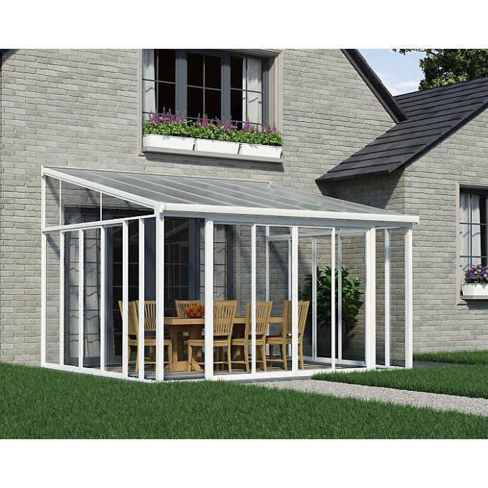 Lean To Greenhouse Sanremo Veranda 4 x 4.25 - Polycarbonate/Acrylic - L435 x W385 x H310 cm - White