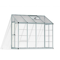 Lean To Greenhouse 8 x 4 - Silver Hybrid Polycarbonate - L243.8 x W123.8 x H224.7 cm - Silver
