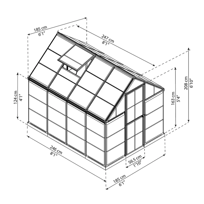 Palram - Canopia Harmony Grey 6X8 Greenhouse with Adjustable vent