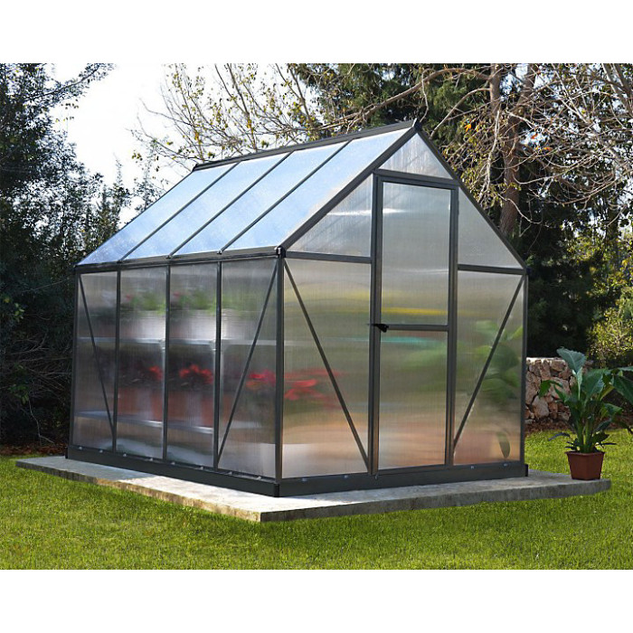 Greenhouse Mythos 6 x 8 - Polycarbonate - L247 x W185 x H208 cm - Grey