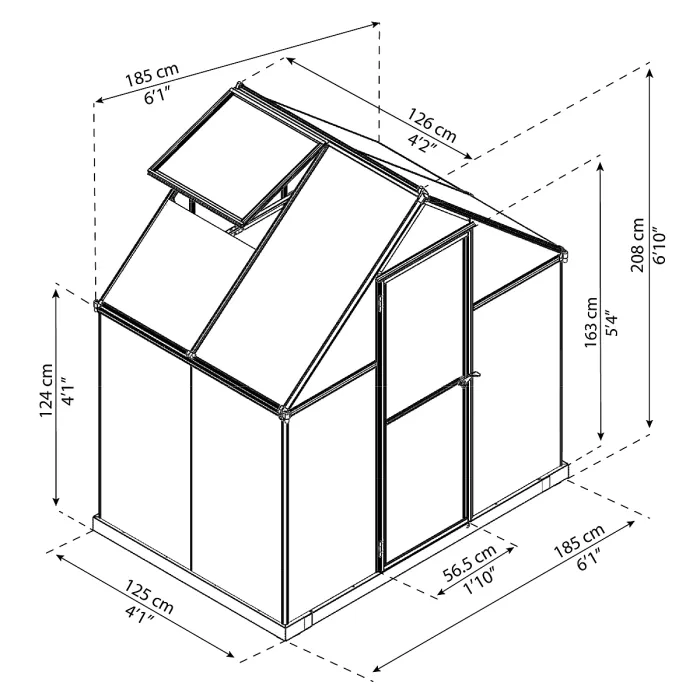 Palram - Canopia Mythos Grey 6X4 Greenhouse with Adjustable vent