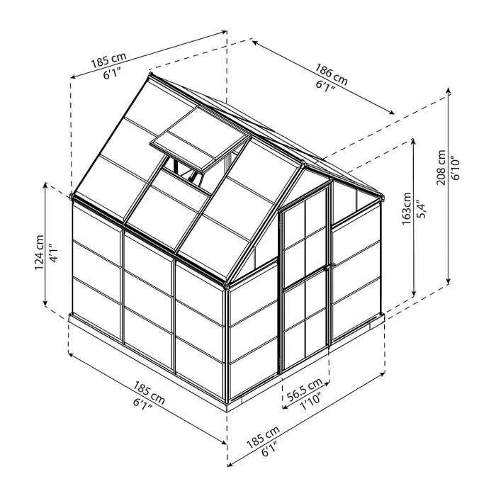 Palram - Canopia Mythos Grey 6X6 Greenhouse with Adjustable vent