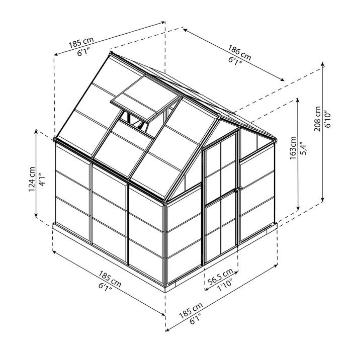 Palram - Canopia Harmony Grey 6X6 Greenhouse with Adjustable vent