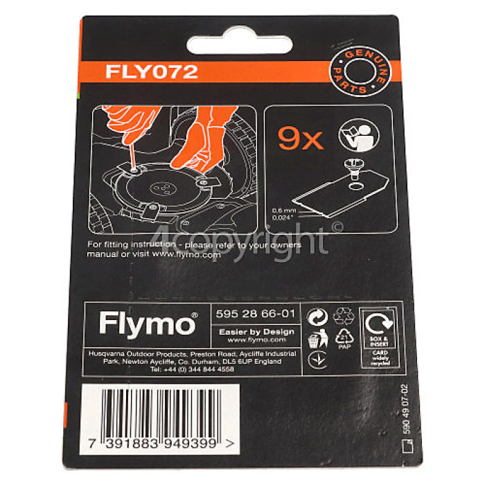 Flymo Genuine Lawnmower Spare Part - Blades - Pack of 9 - FLY595286601