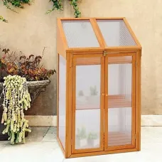 Wooden Greenhouse W/polycarbonate Transparent glazing Cold Frame H120xW69xD51cm