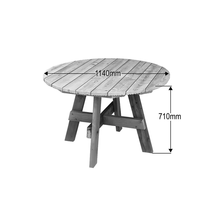 DeckFusion wooden rounded picnic table and four chairs set (Natural, light green)