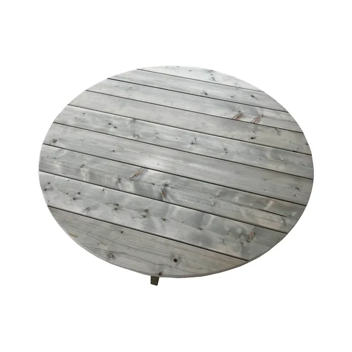 DeckFusion wooden rounded picnic table and four chairs set (Natural, light green)