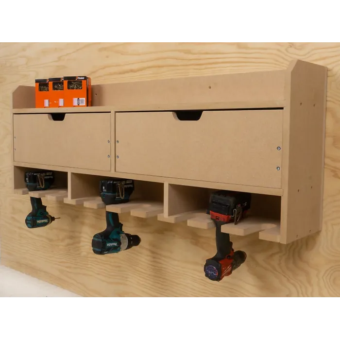 Tooltrek4 Power tool organizer storage rack, wall-mount drill holder, charging station for 10 power drills